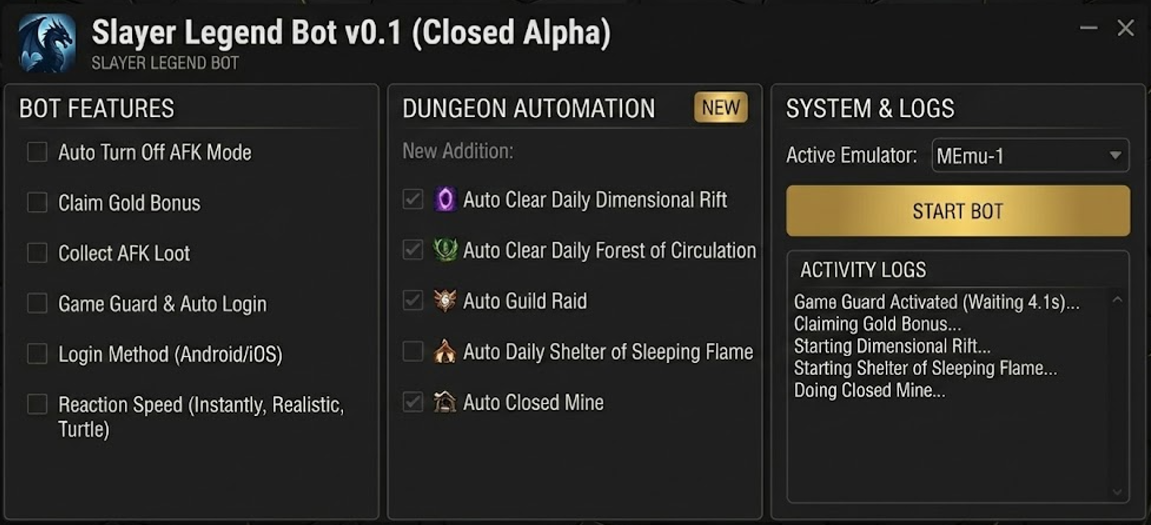 Slayer Legend Bot Dashboard